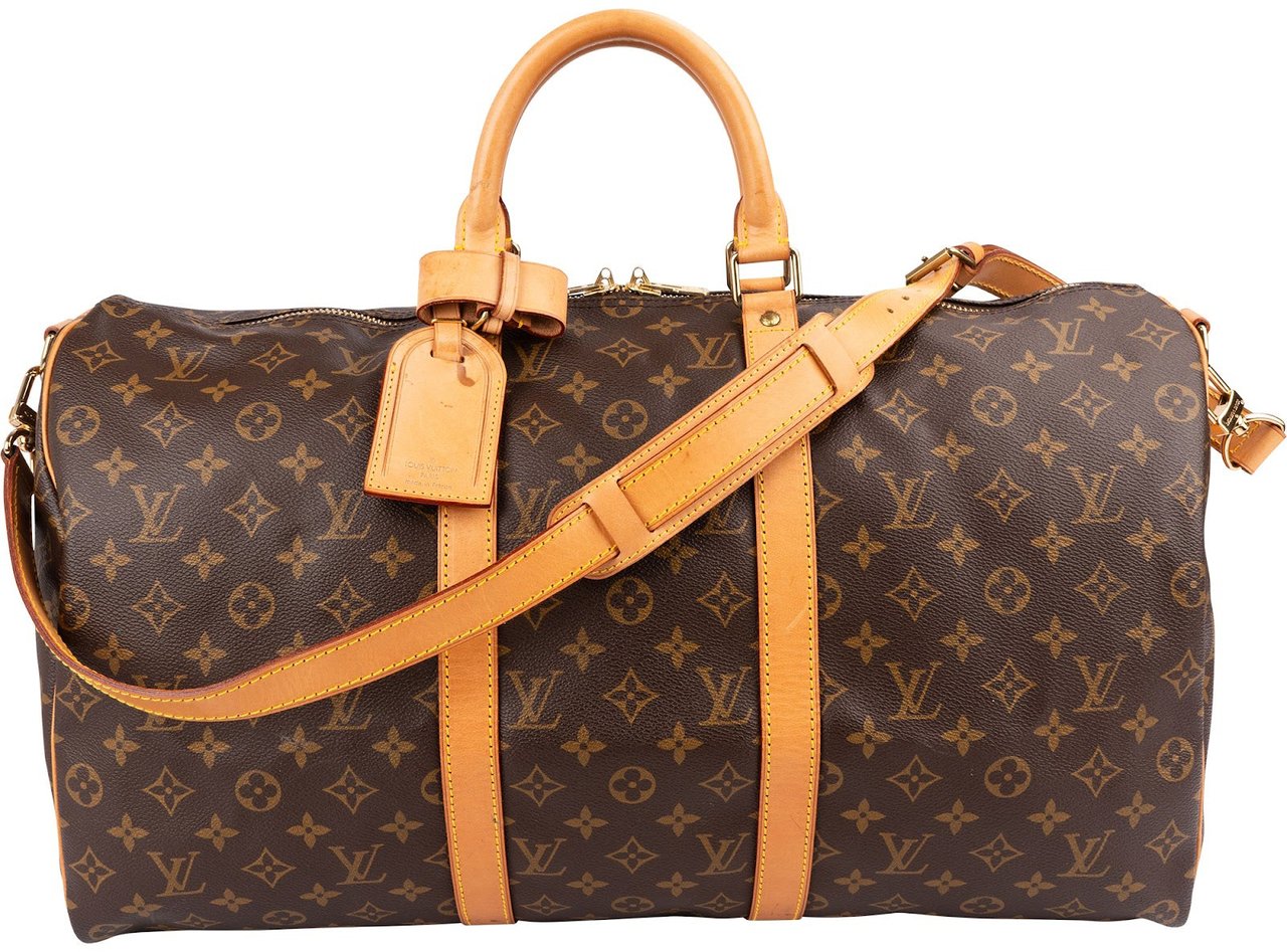 Louis Vuitton Monogram Canvas Keepall 50 Bandoulière Travel Bag Bruin