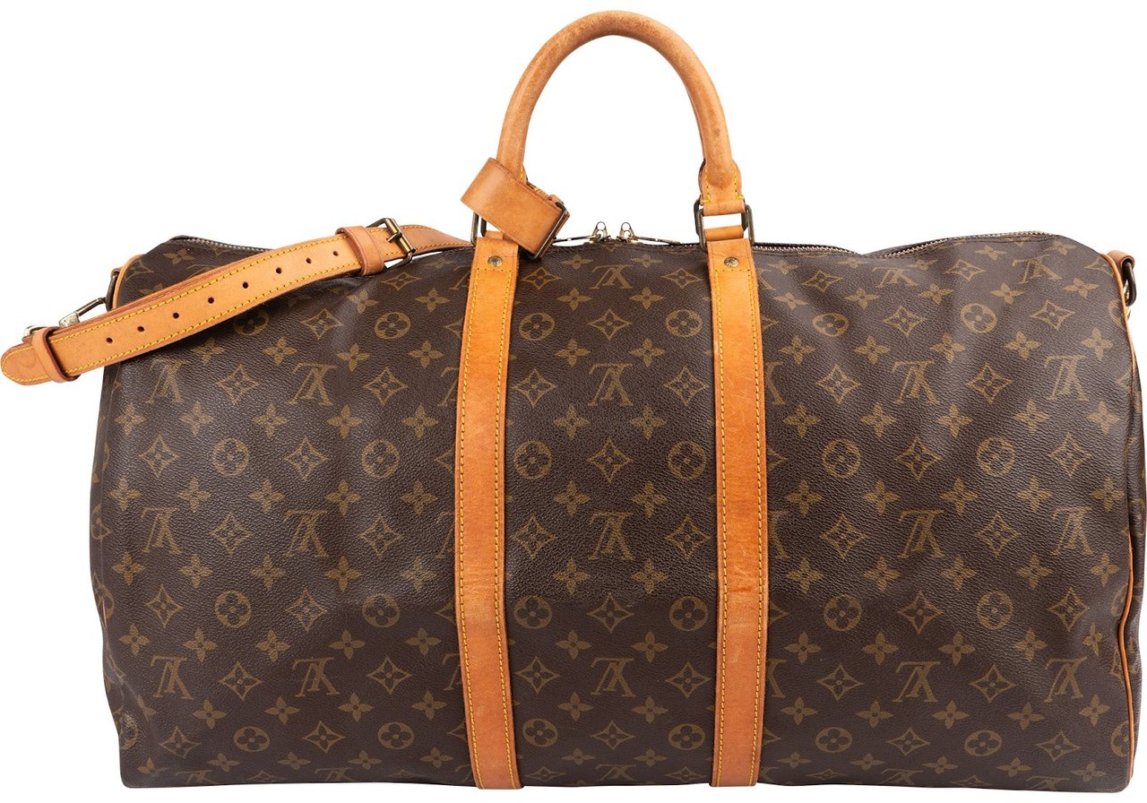 Louis Vuitton Monogram Canvas Keepall 55 Bandoulière Travel Bag Bruin