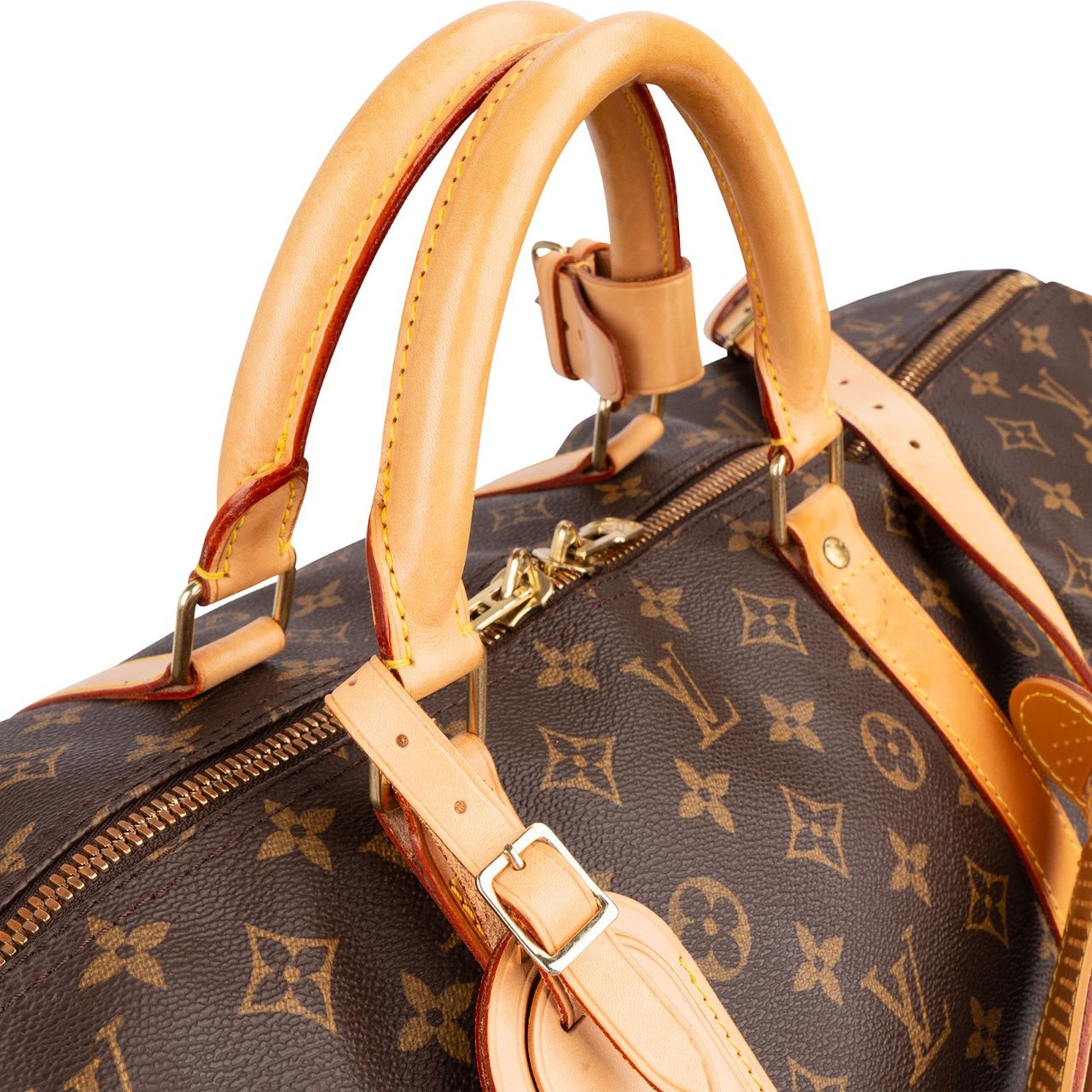 Louis Vuitton Monogram Canvas Keepall 60 Bandoulière Travel Bag Bruin
