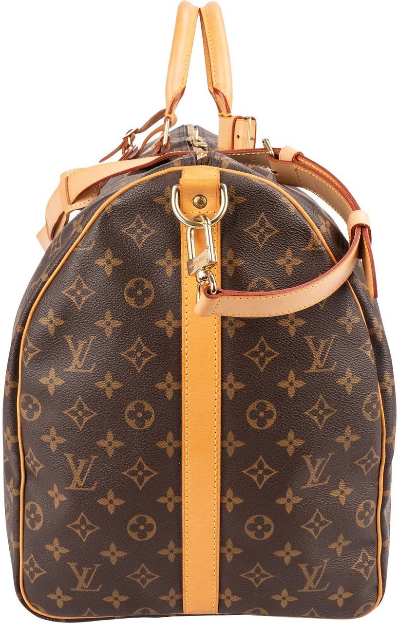Louis Vuitton Monogram Canvas Keepall 60 Bandoulière Travel Bag Bruin