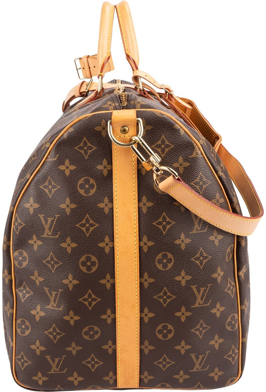 Louis Vuitton Monogram Canvas Keepall 60 Bandoulière Travel Bag Bruin