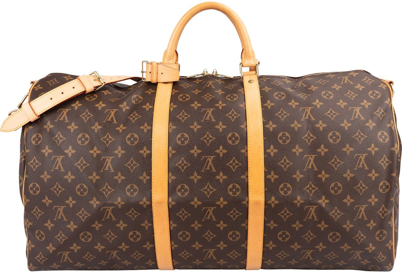Louis Vuitton Monogram Canvas Keepall 60 Bandoulière Travel Bag Bruin