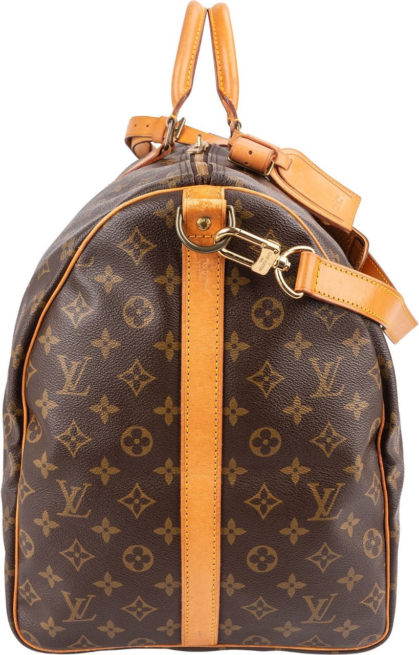 Louis Vuitton Monogram Canvas Keepall 60 Bandoulière Travel Bag Bruin