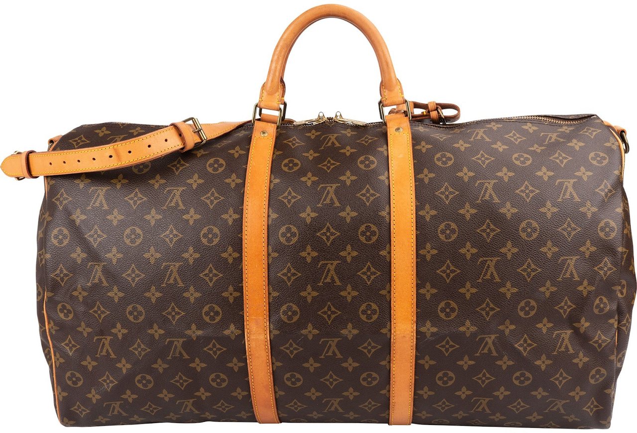 Louis Vuitton Monogram Canvas Keepall 60 Bandoulière Travel Bag Bruin