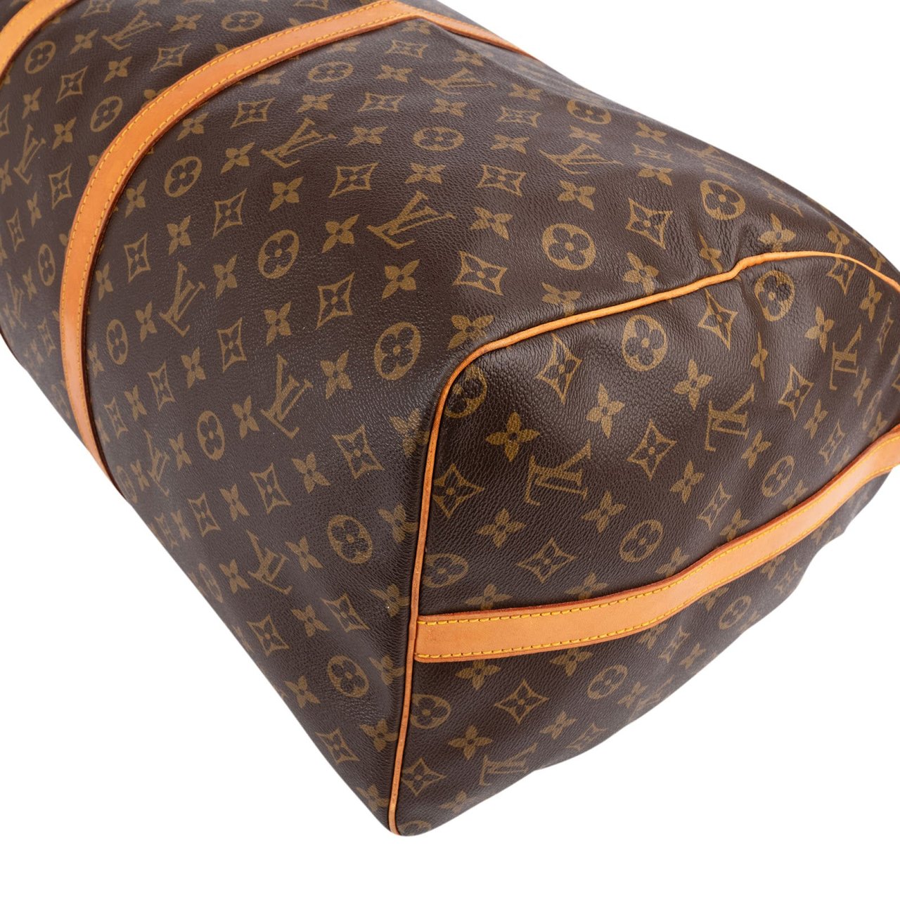 Louis Vuitton Monogram Canvas Keepall 60 Bandoulière Travel Bag Bruin