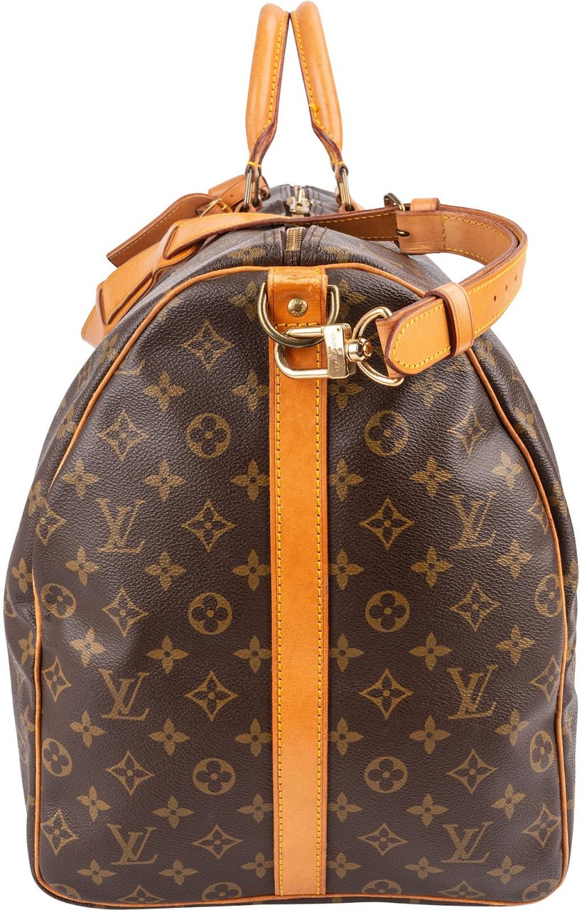 Louis Vuitton Monogram Canvas Keepall 60 Bandoulière Travel Bag Bruin