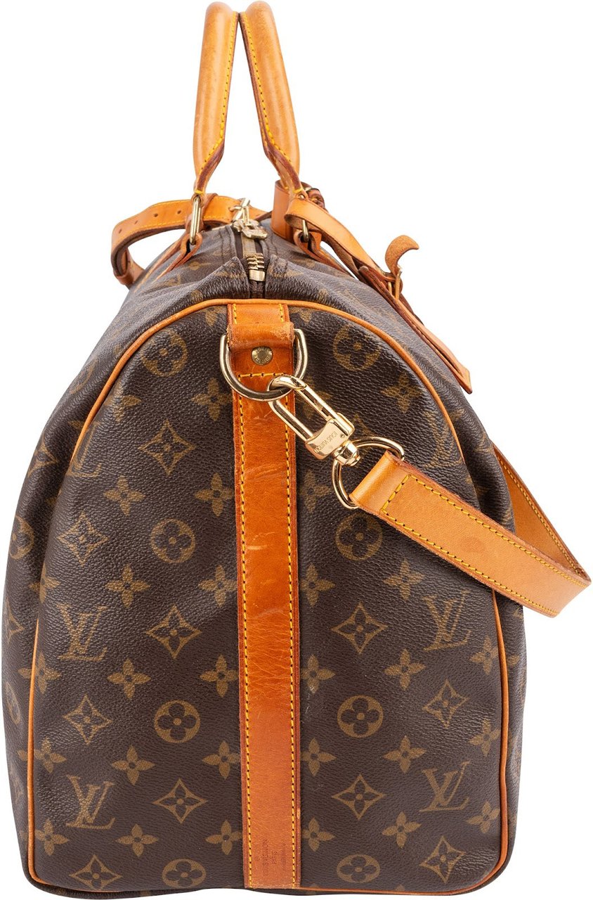 Louis Vuitton Monogram Canvas Keepall 50 Bandoulière Travel Bag Bruin