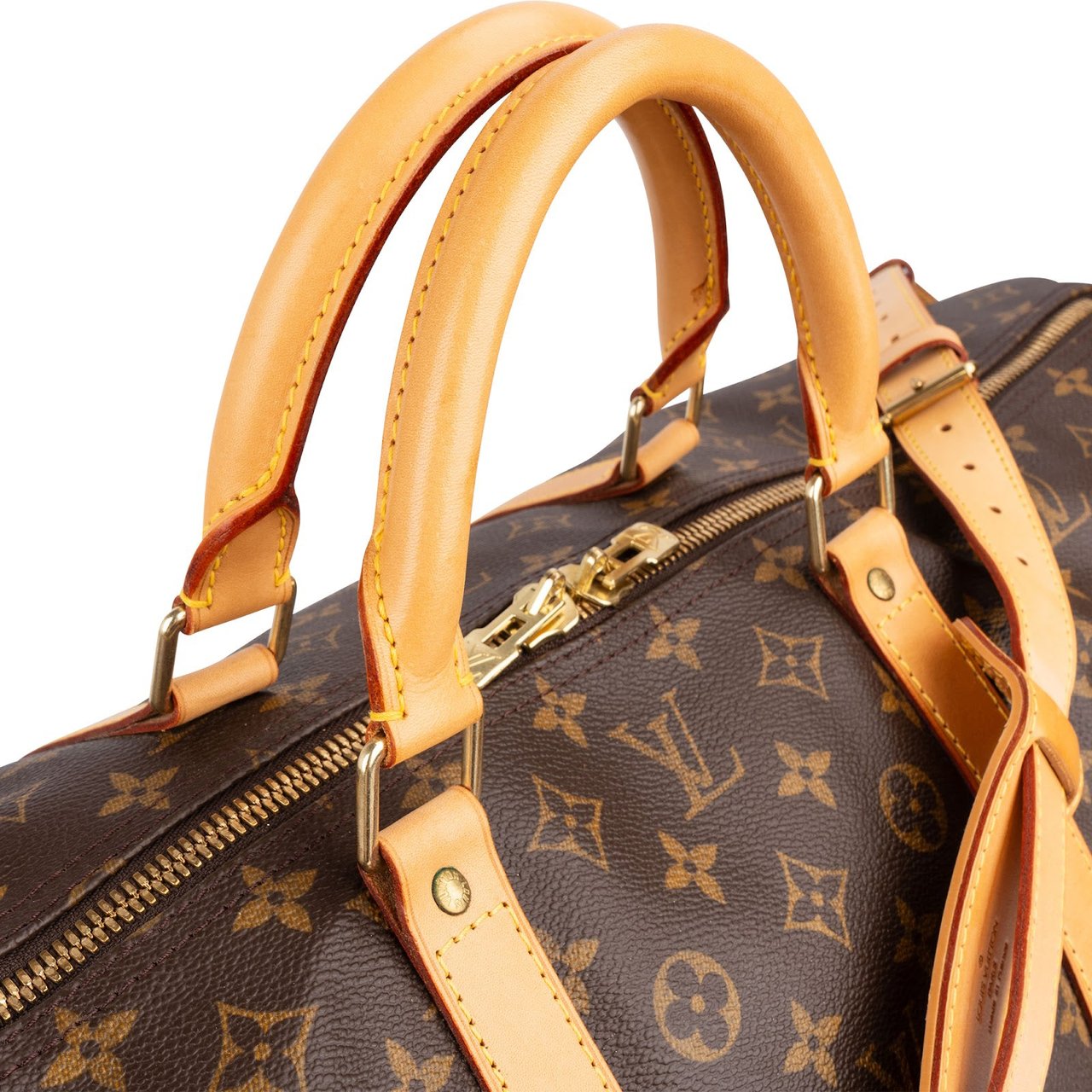 Louis Vuitton Monogram Canvas Keepall 60 Bandoulière Travel Bag Bruin