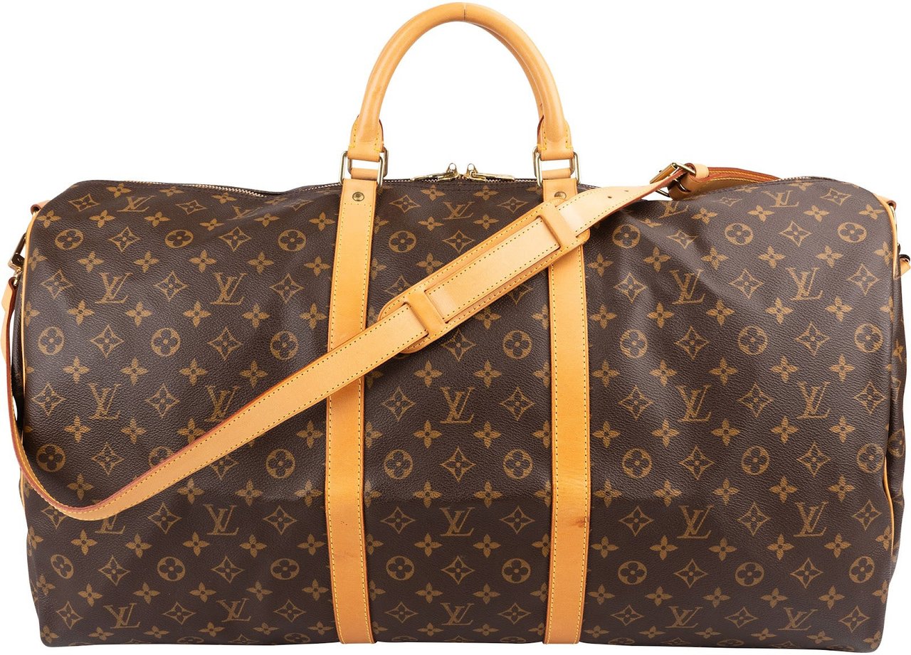 Louis Vuitton Monogram Canvas Keepall 60 Bandoulière Travel Bag Bruin