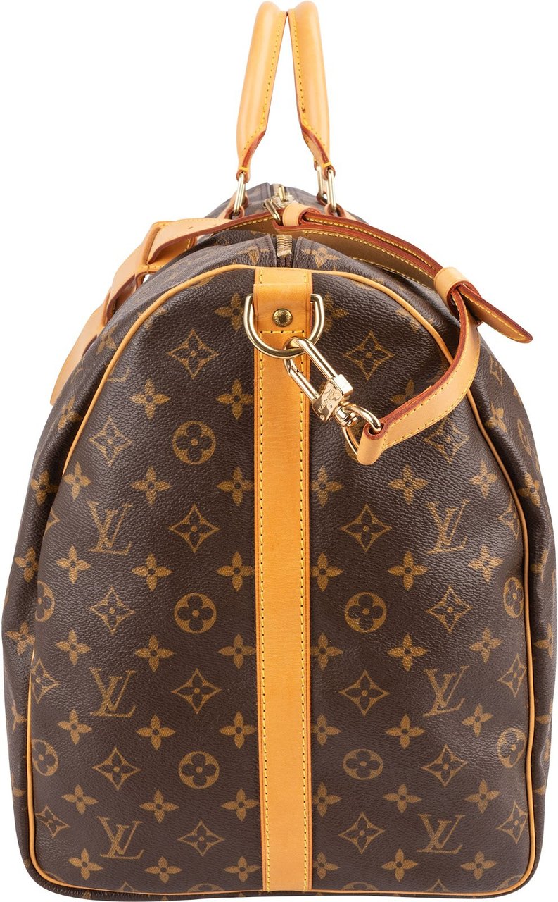 Louis Vuitton Monogram Canvas Keepall 60 Bandoulière Travel Bag Bruin