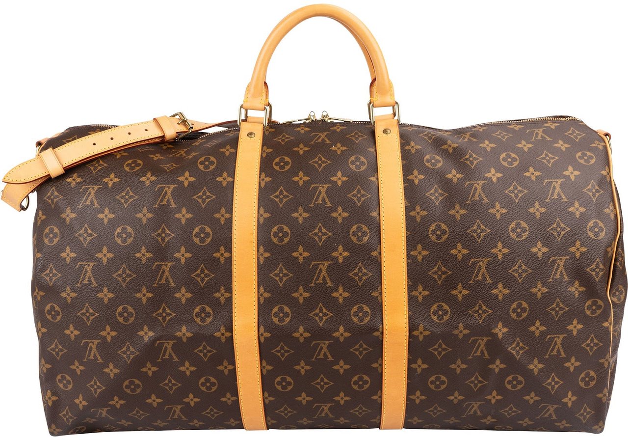 Louis Vuitton Monogram Canvas Keepall 60 Bandoulière Travel Bag Bruin