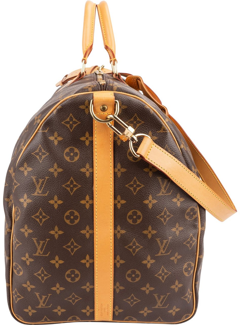 Louis Vuitton Monogram Canvas Keepall 60 Bandoulière Travel Bag Bruin