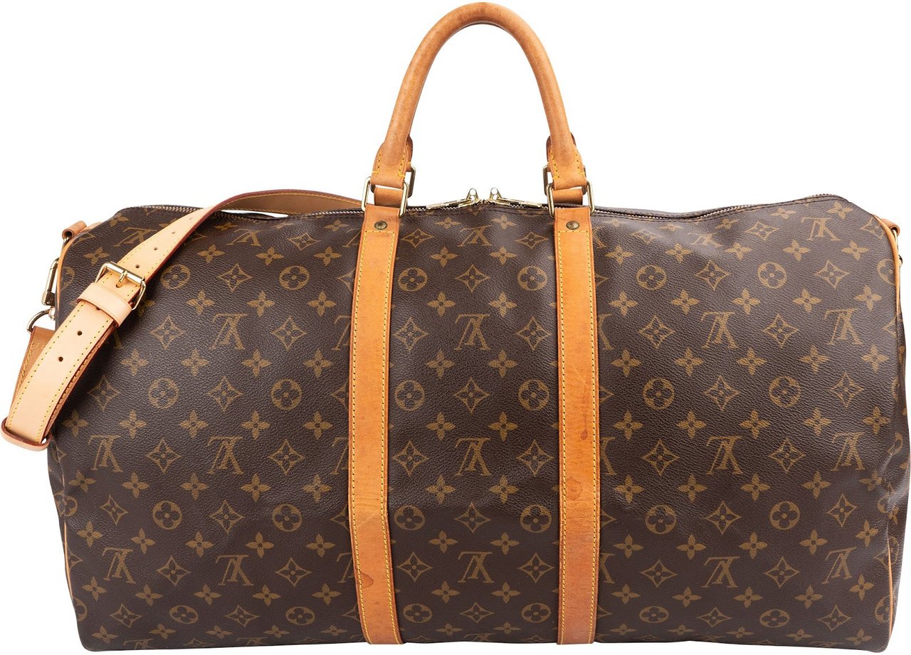 Louis Vuitton Monogram Canvas Keepall 55 Bandoulière Travel Bag Bruin