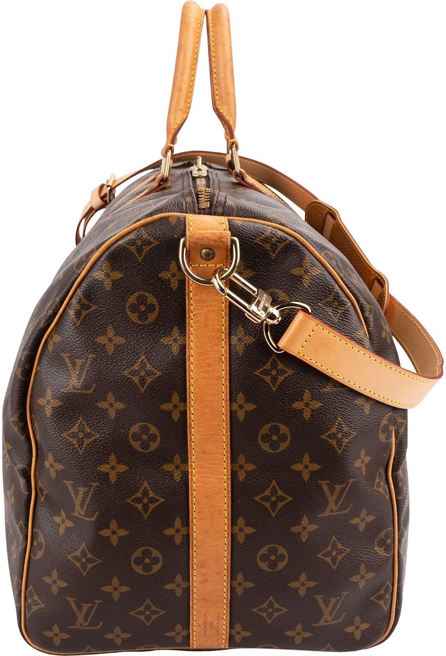 Louis Vuitton Monogram Canvas Keepall 55 Bandoulière Travel Bag Bruin
