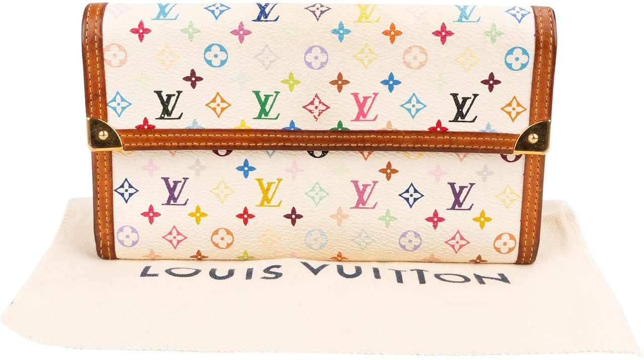 Louis Vuitton Monogram Murakami Multicolor Porte-Tresor International Wallet Beige