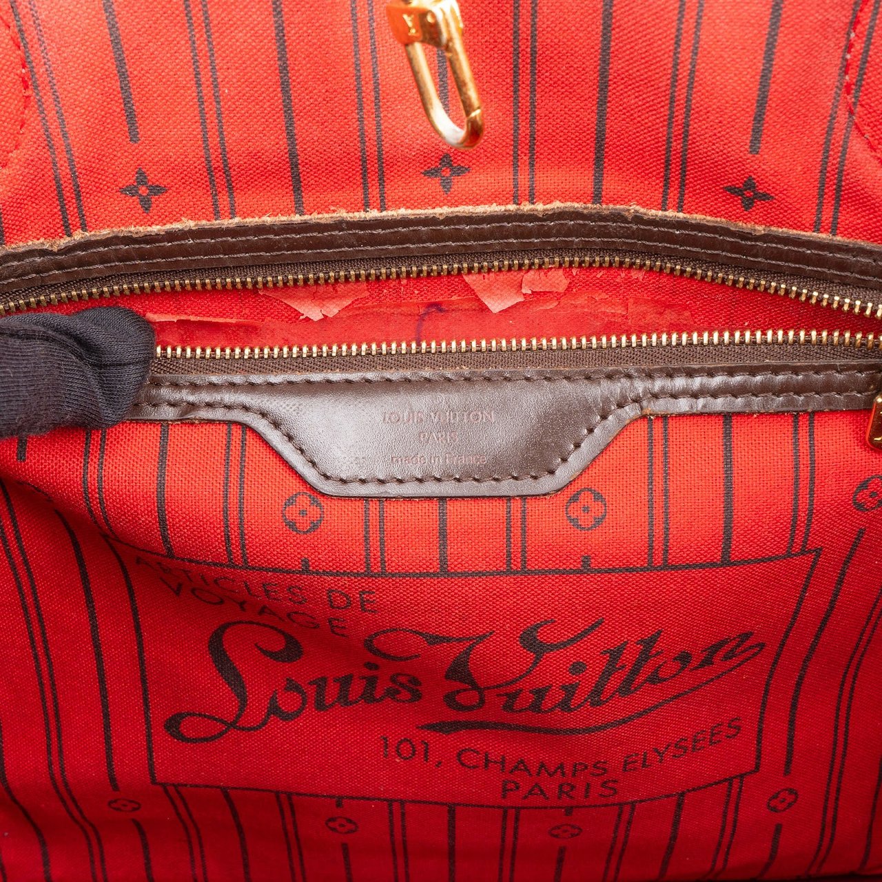 Louis Vuitton Monogram Damier Ebene Neverfull MM Shoulder Bag Bruin