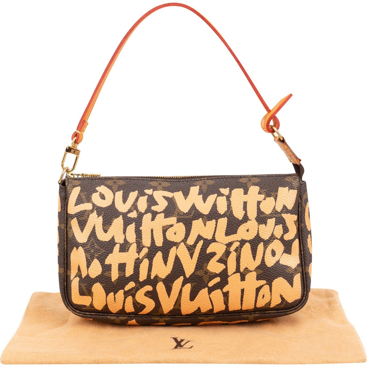 Louis Vuitton Limited Monogram Graffiti Pochette Accessoires Handbag Bruin