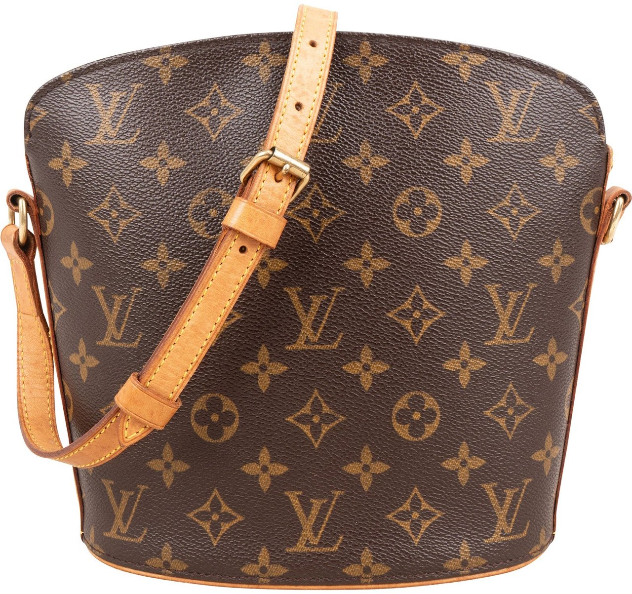 Louis Vuitton Monogram Canvas Drouot Crossbody Bag Bruin