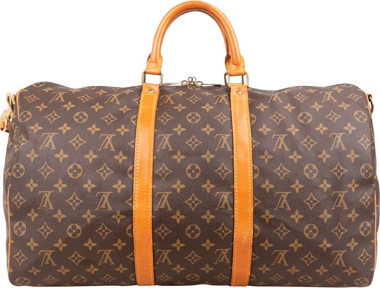 Louis Vuitton Monogram Canvas Keepall 50 Bandoulière Travel Bag Bruin