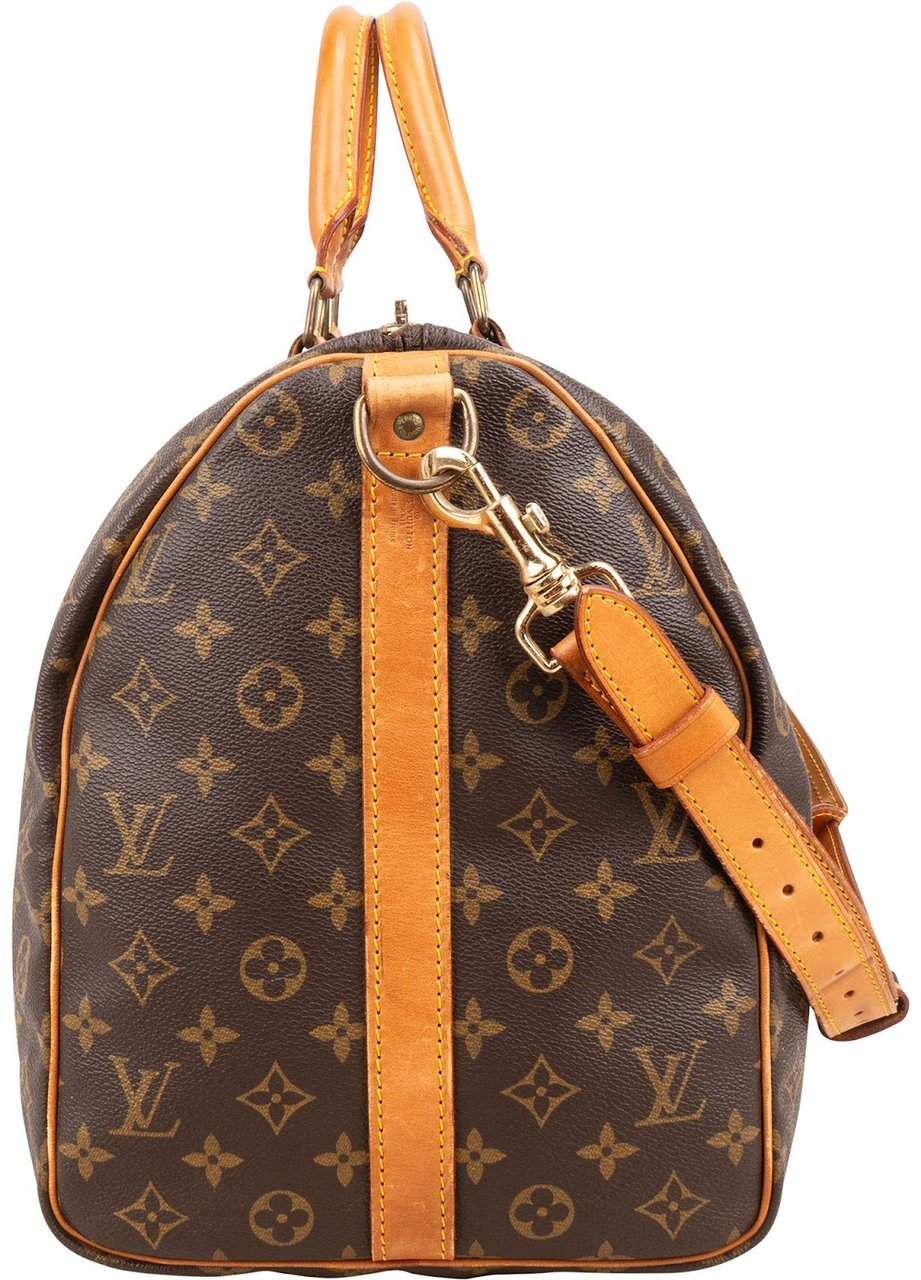 Louis Vuitton Monogram Canvas Keepall 50 Bandoulière Travel Bag Bruin