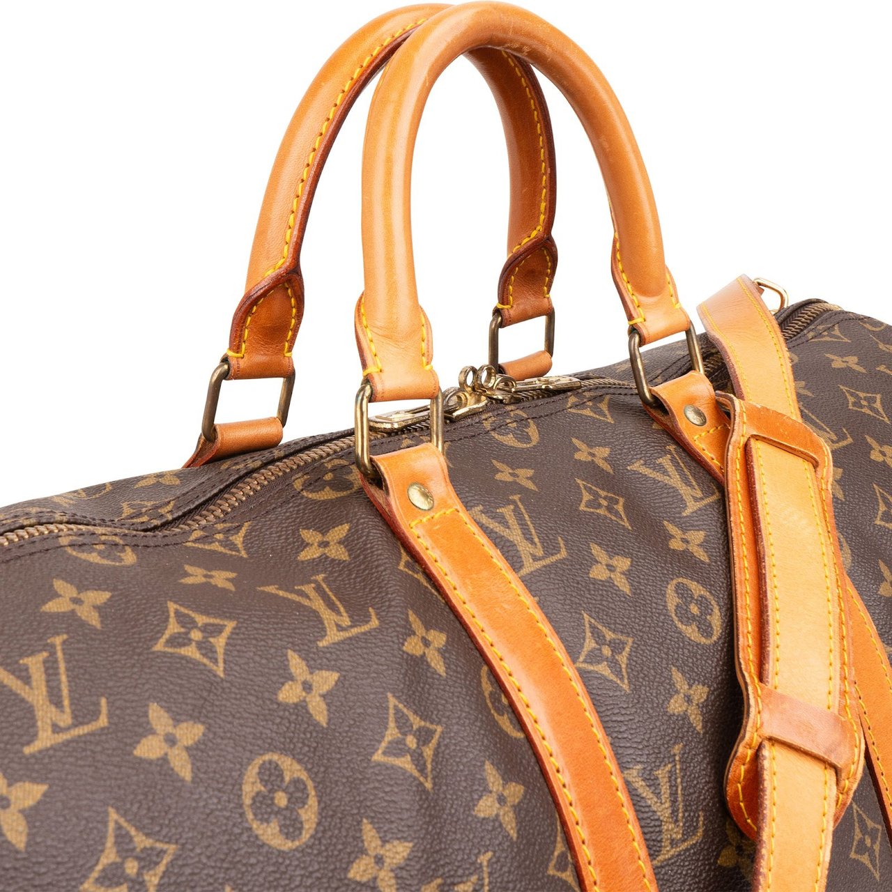 Louis Vuitton Monogram Canvas Keepall 50 Bandoulière Travel Bag Bruin