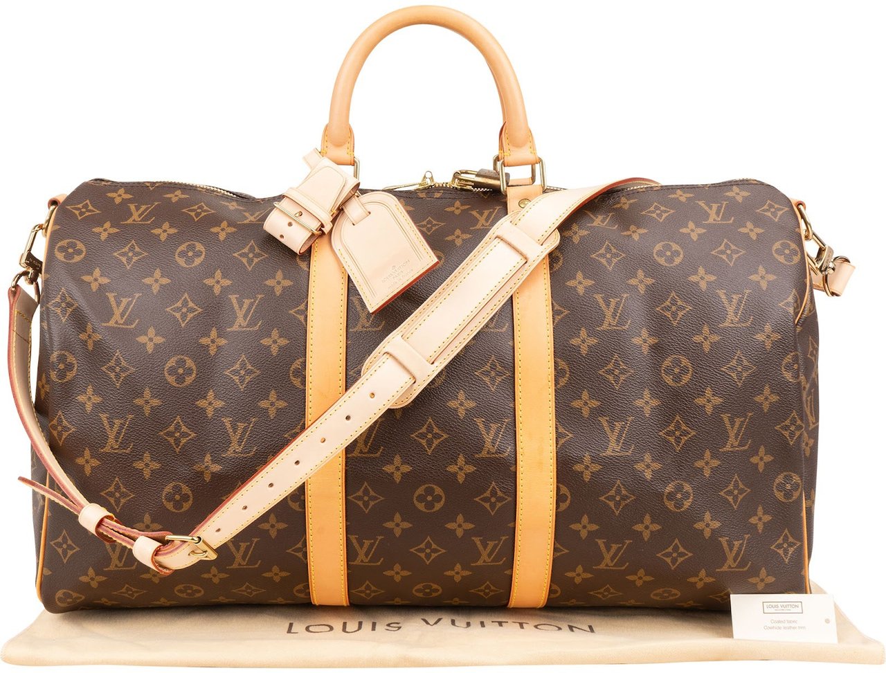 Louis Vuitton Monogram Canvas Keepall 50 Bandoulière Travel Bag Bruin