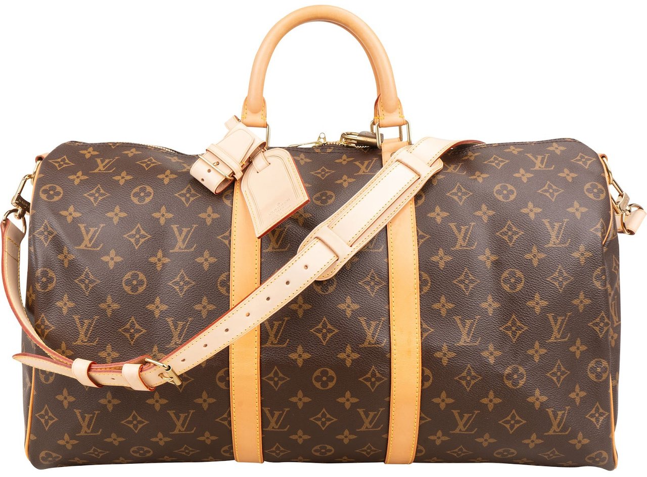 Louis Vuitton Monogram Canvas Keepall 50 Bandoulière Travel Bag Bruin
