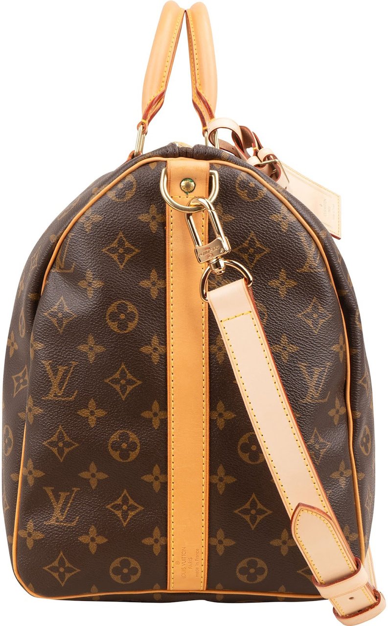 Louis Vuitton Monogram Canvas Keepall 50 Bandoulière Travel Bag Bruin