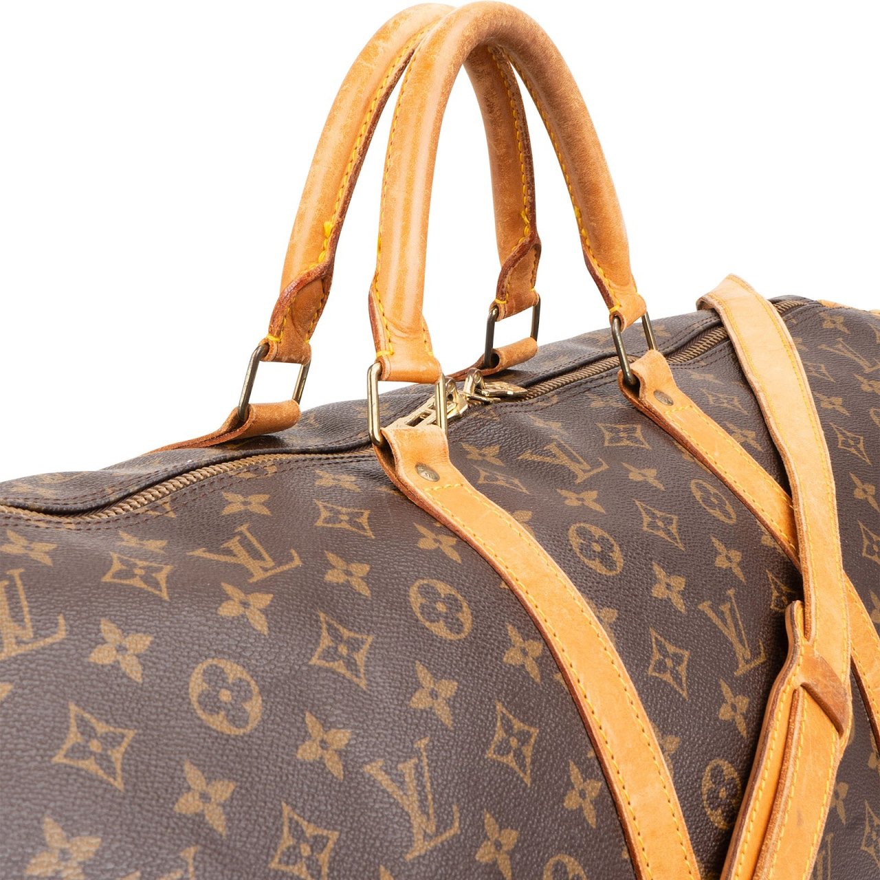 Louis Vuitton Monogram Canvas Keepall 60 Bandoulière Travel Bag Bruin