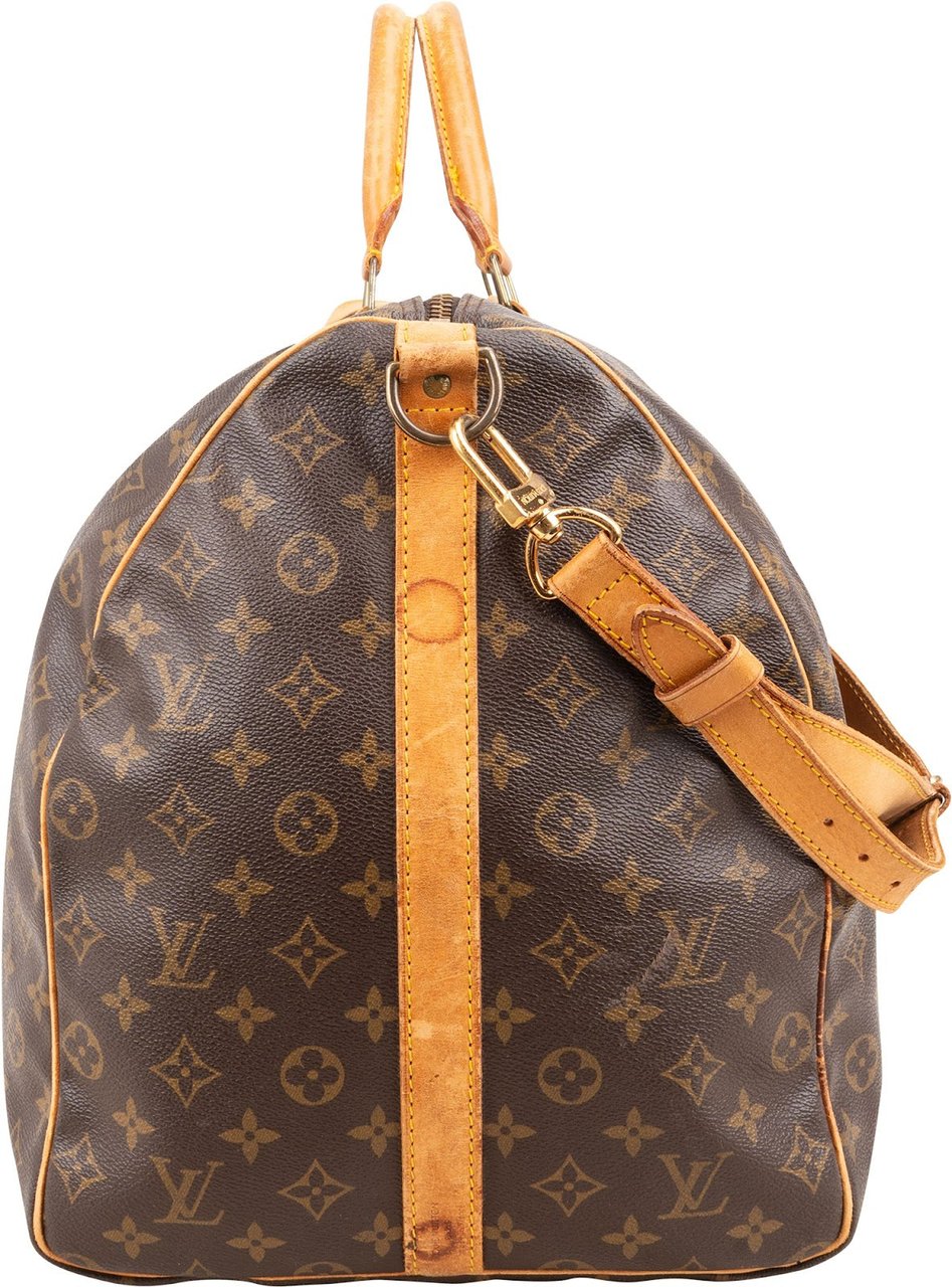 Louis Vuitton Monogram Canvas Keepall 60 Bandoulière Travel Bag Bruin