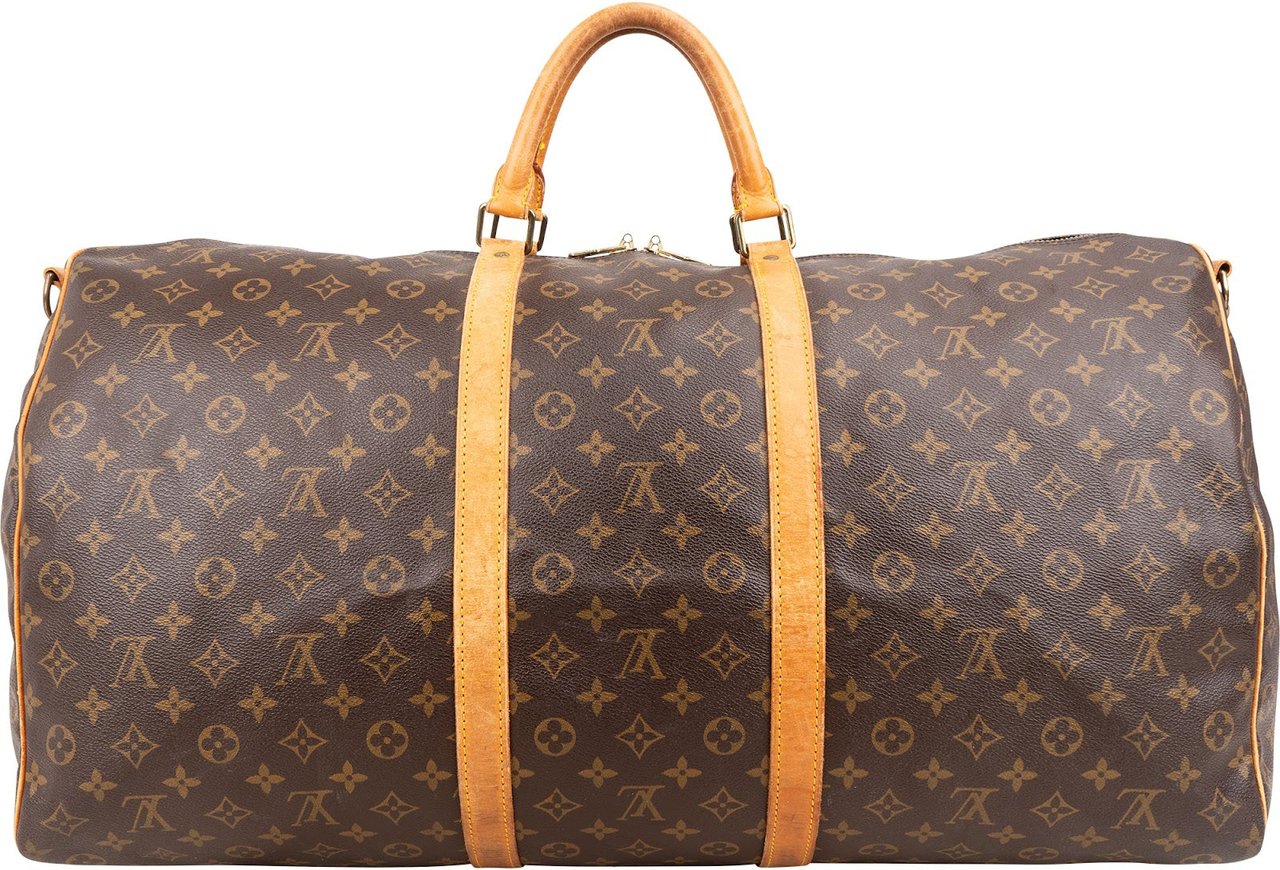 Louis Vuitton Monogram Canvas Keepall 60 Bandoulière Travel Bag Bruin