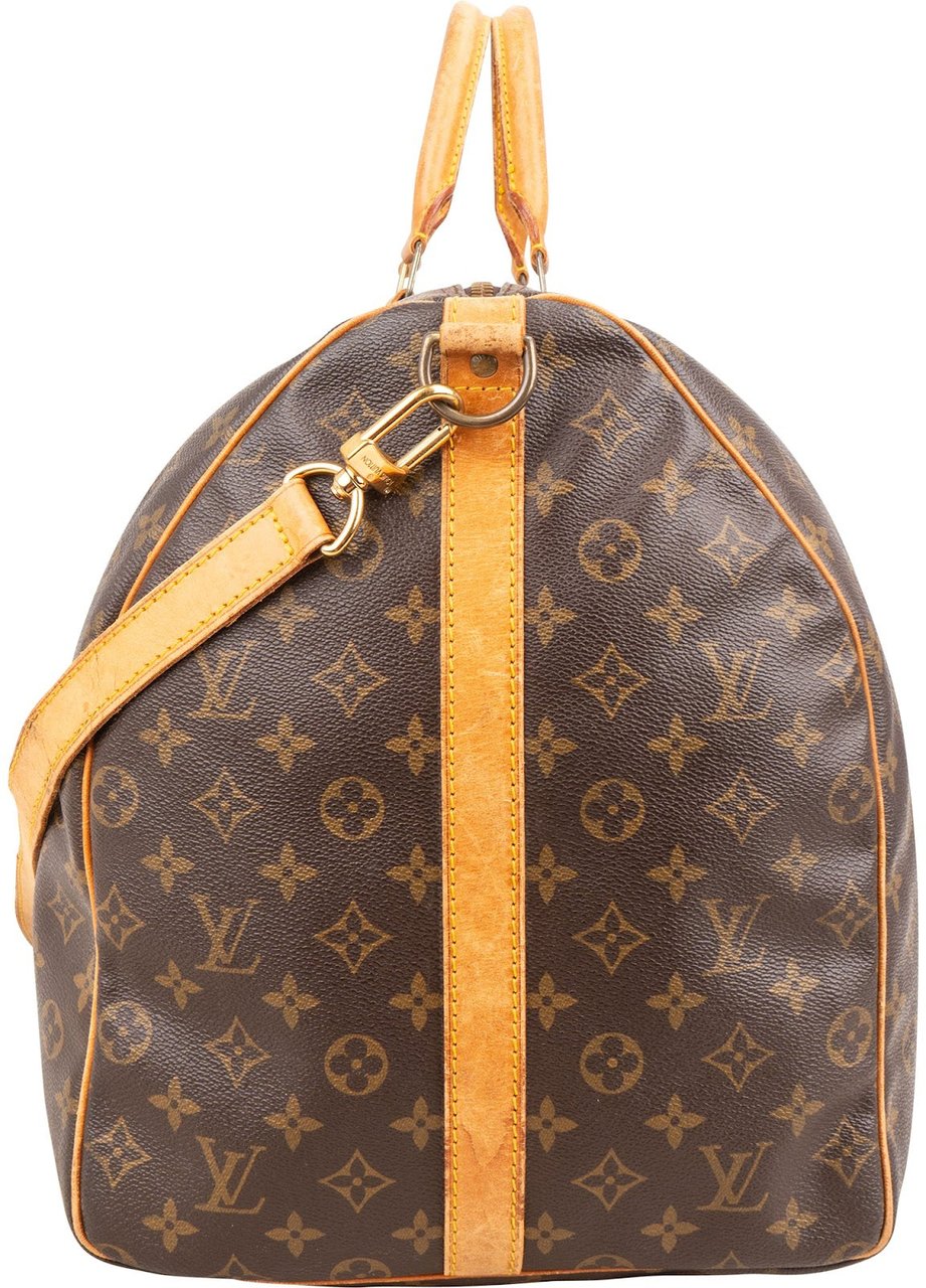Louis Vuitton Monogram Canvas Keepall 60 Bandoulière Travel Bag Bruin