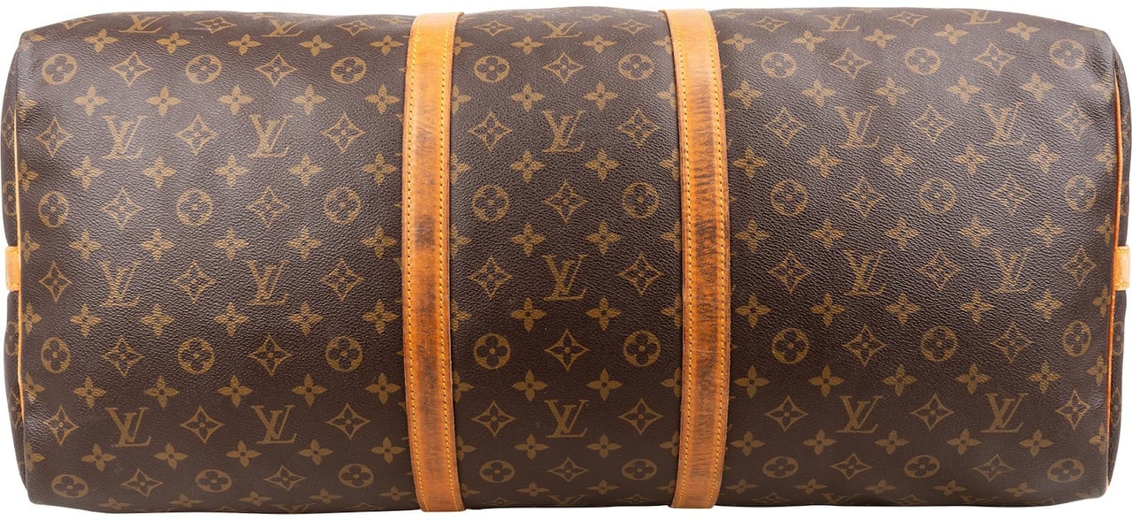 Louis Vuitton Monogram Canvas Keepall 60 Bandoulière Travel Bag Bruin