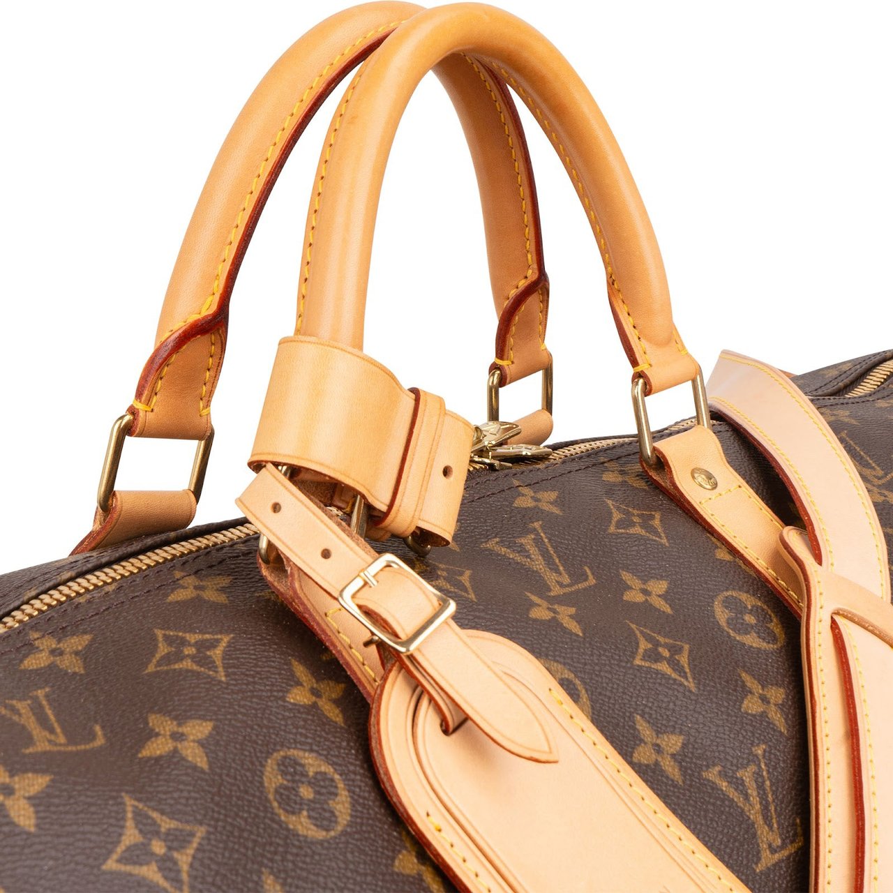Louis Vuitton Monogram Canvas Keepall 60 Bandoulière Travel Bag Bruin