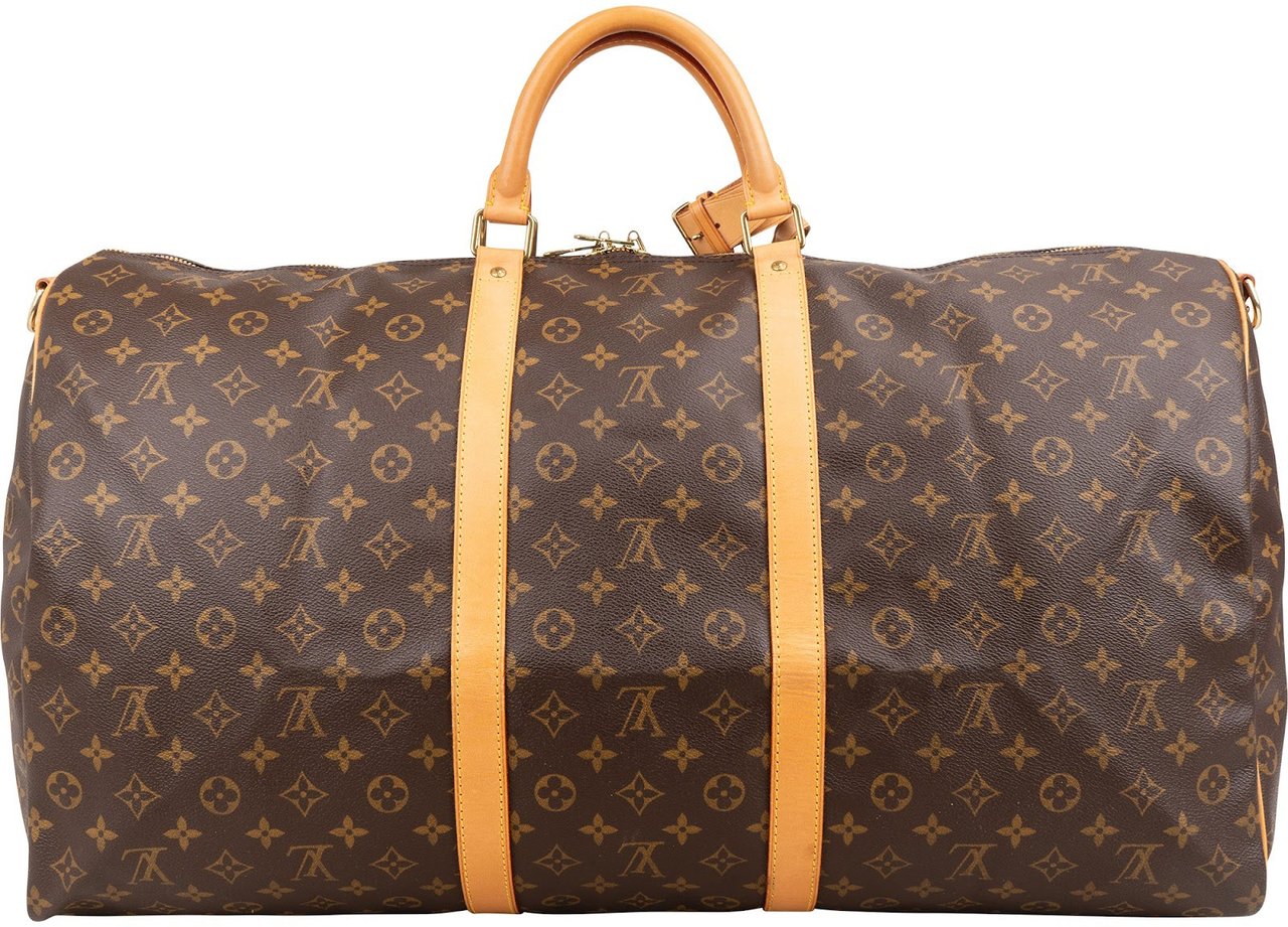 Louis Vuitton Monogram Canvas Keepall 60 Bandoulière Travel Bag Bruin
