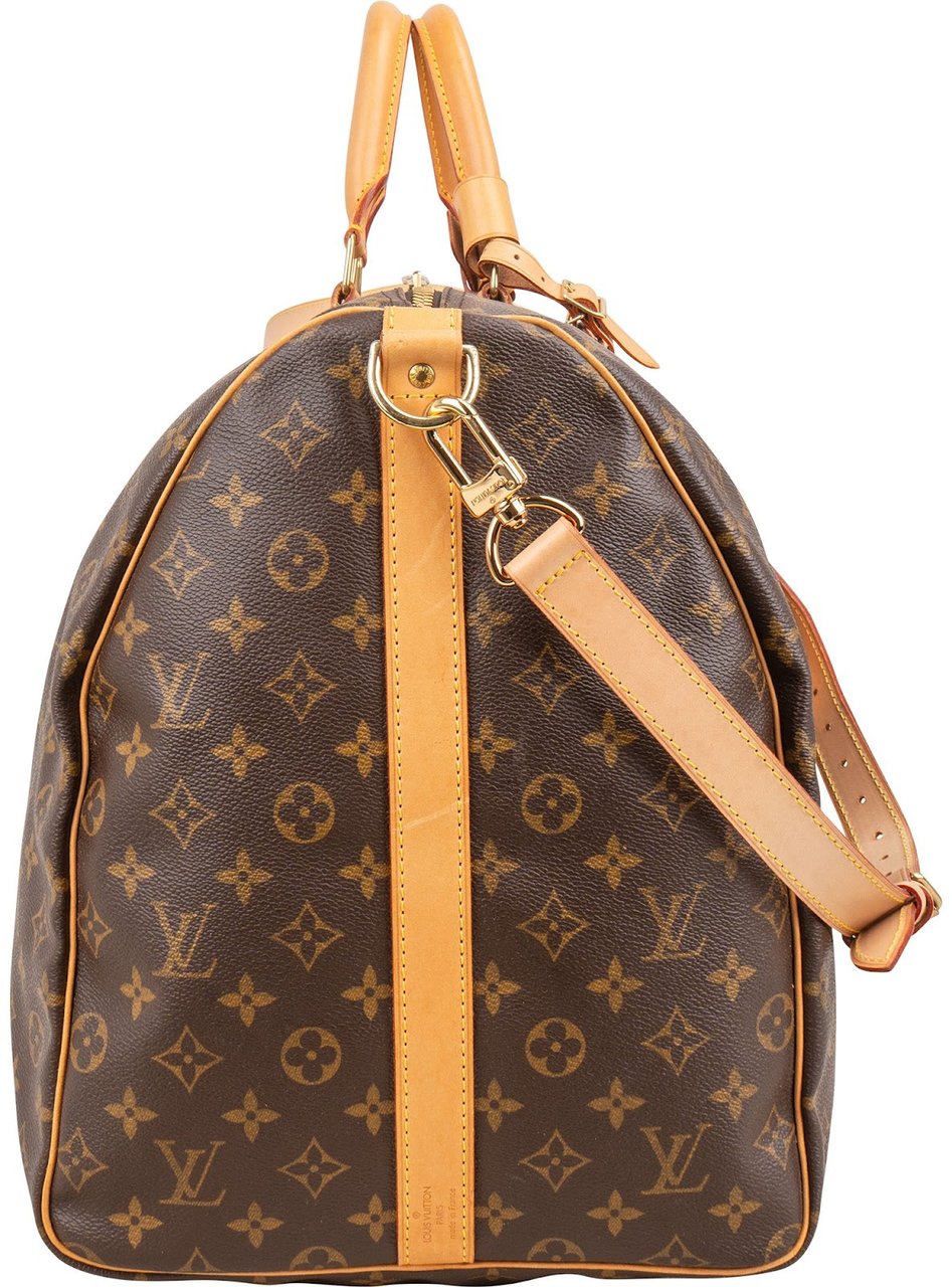 Louis Vuitton Monogram Canvas Keepall 60 Bandoulière Travel Bag Bruin