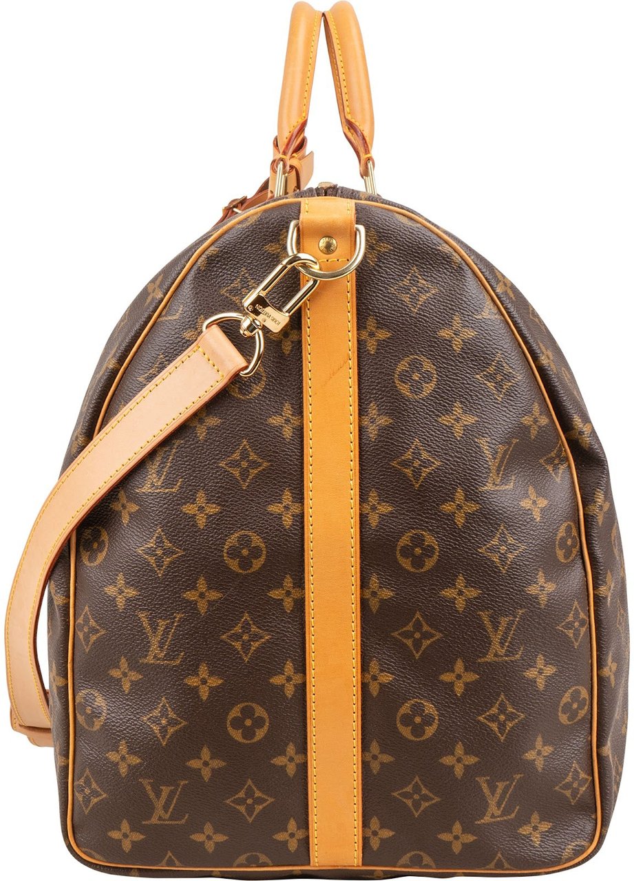 Louis Vuitton Monogram Canvas Keepall 60 Bandoulière Travel Bag Bruin
