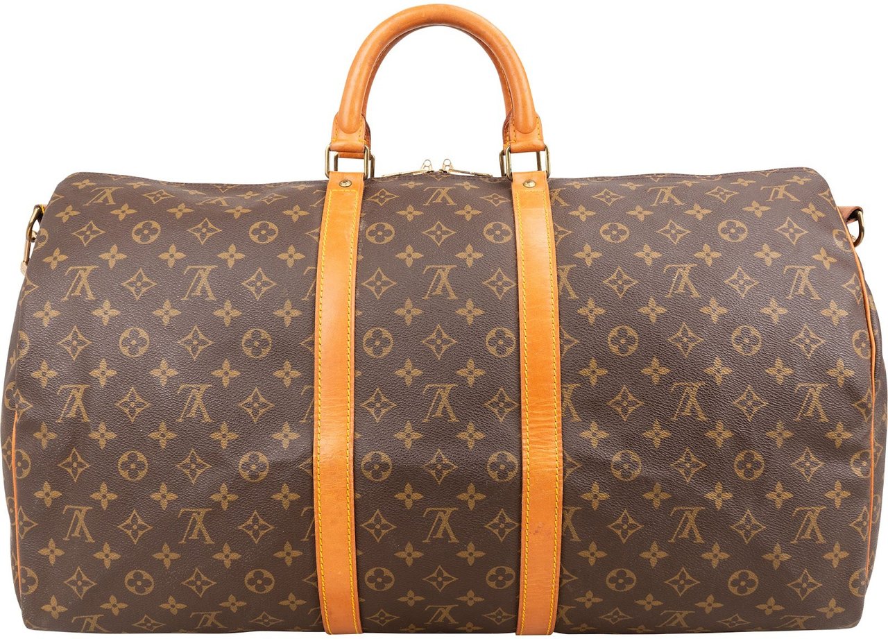 Louis Vuitton Monogram Canvas Keepall 55 Bandoulière Travel Bag Bruin