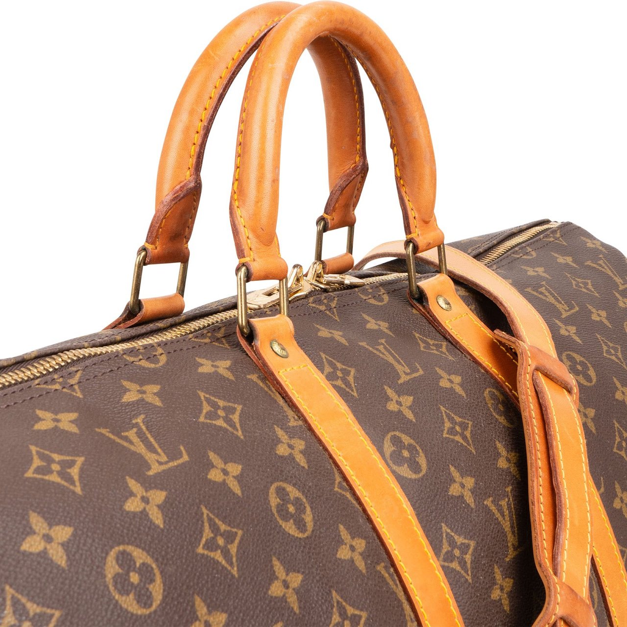 Louis Vuitton Monogram Canvas Keepall 55 Bandoulière Travel Bag Bruin