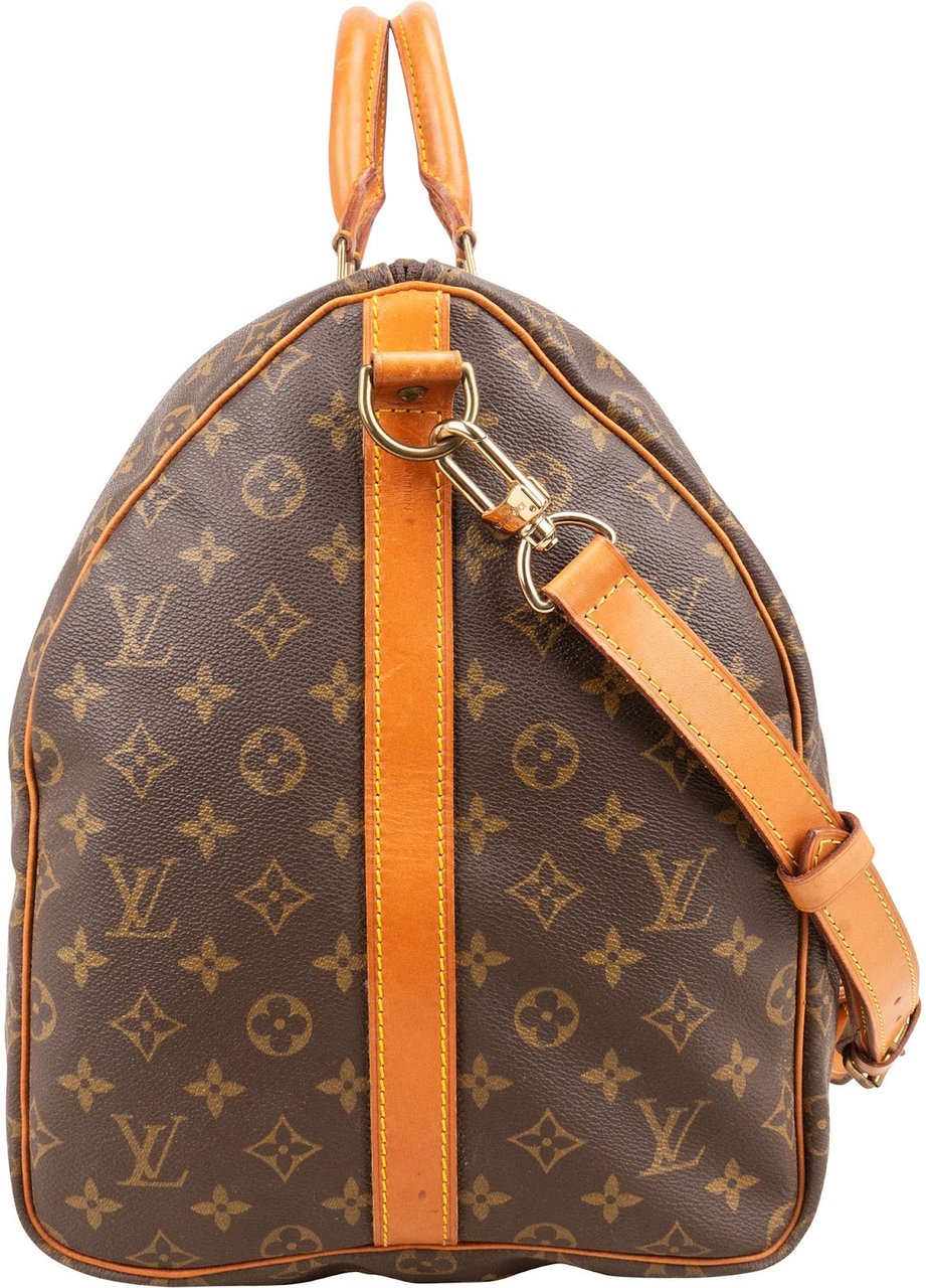 Louis Vuitton Monogram Canvas Keepall 55 Bandoulière Travel Bag Bruin