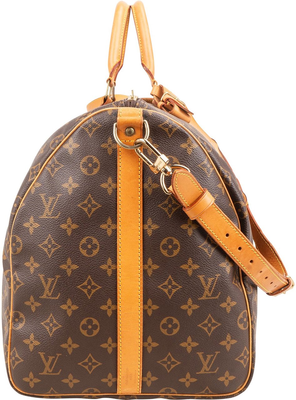 Louis Vuitton Monogram Canvas Keepall 55 Bandoulière Travel Bag Bruin