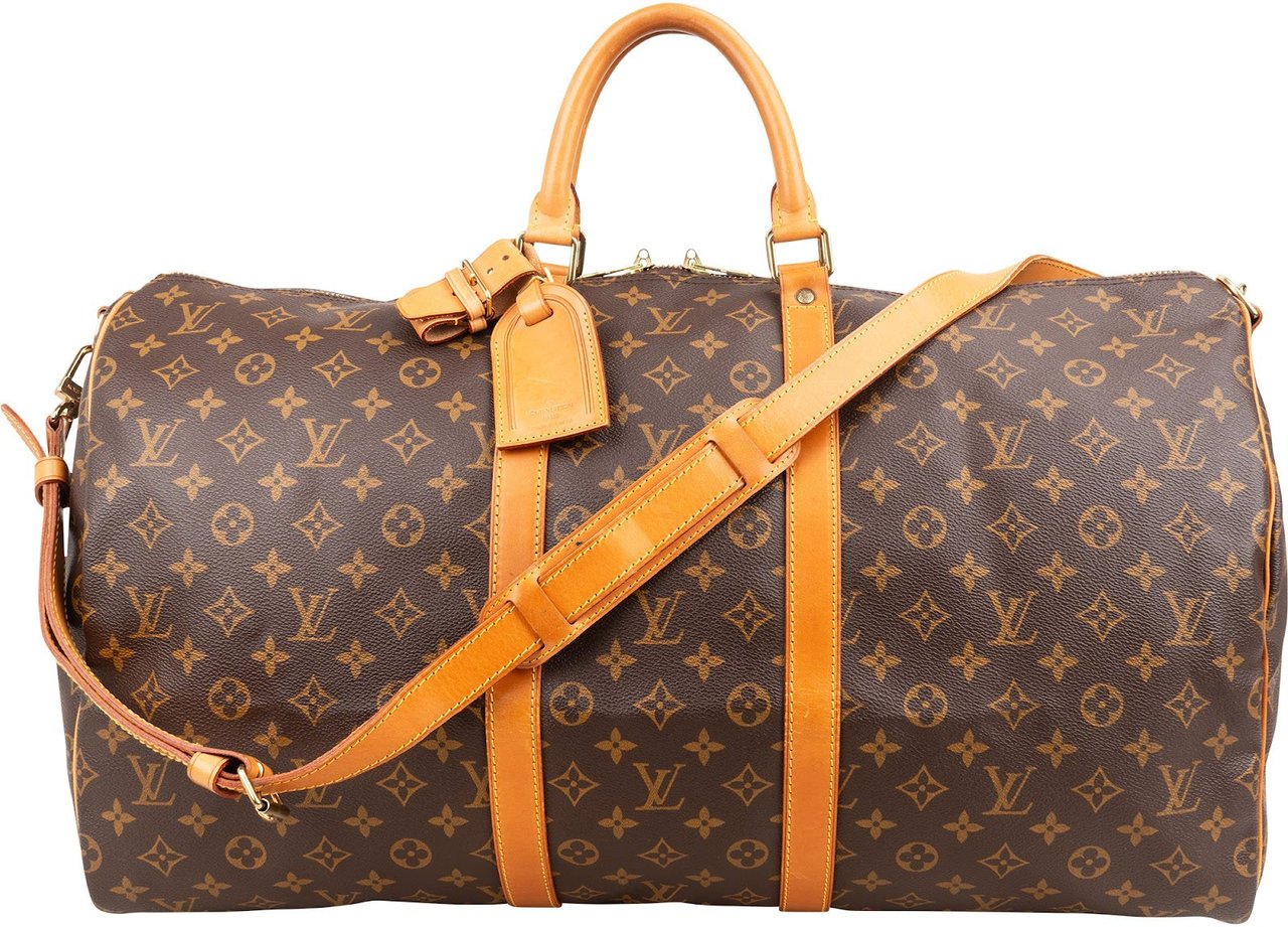 Louis Vuitton Monogram Canvas Keepall 55 Bandoulière Travel Bag Bruin