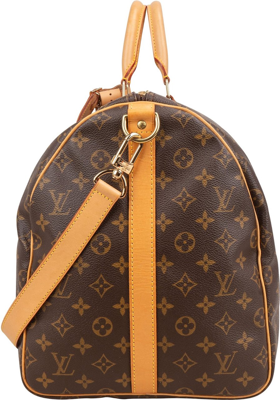 Louis Vuitton Monogram Canvas Keepall 55 Bandoulière Travel Bag Bruin