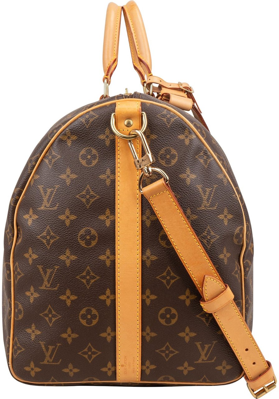 Louis Vuitton Monogram Canvas Keepall 55 Bandoulière Travel Bag Bruin