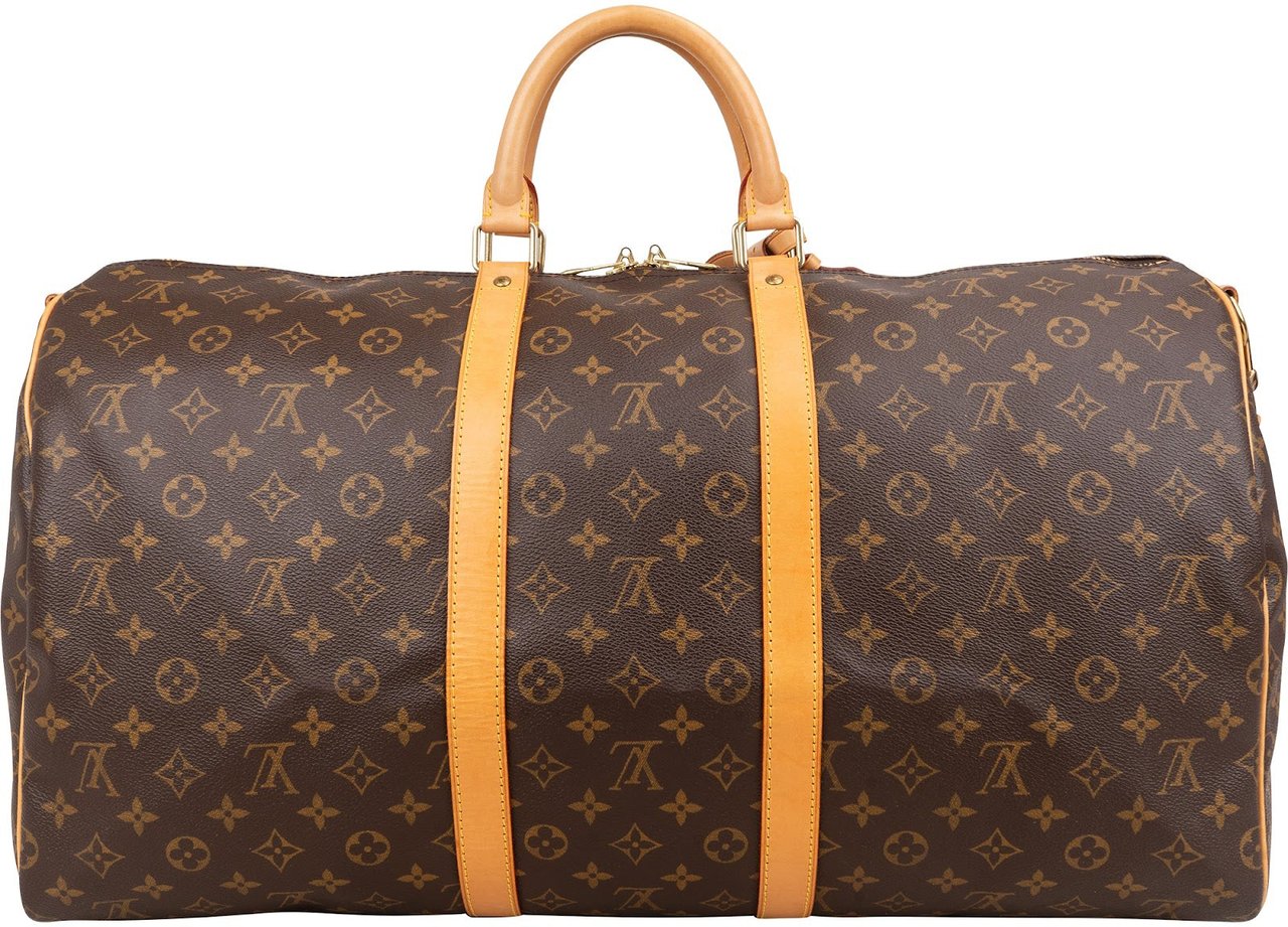 Louis Vuitton Monogram Canvas Keepall 55 Bandoulière Travel Bag Bruin