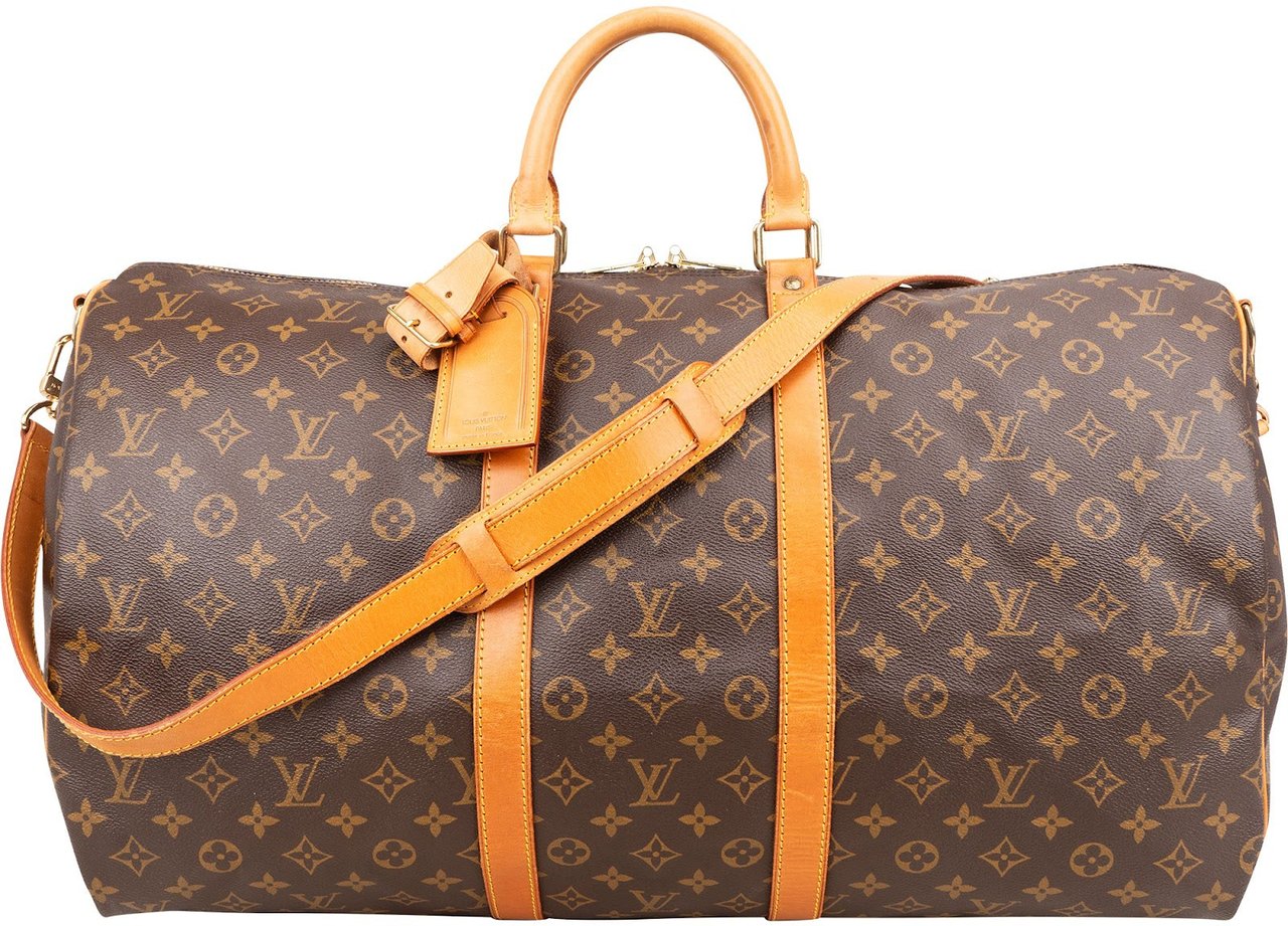 Louis Vuitton Monogram Canvas Keepall 55 Bandoulière Travel Bag Bruin