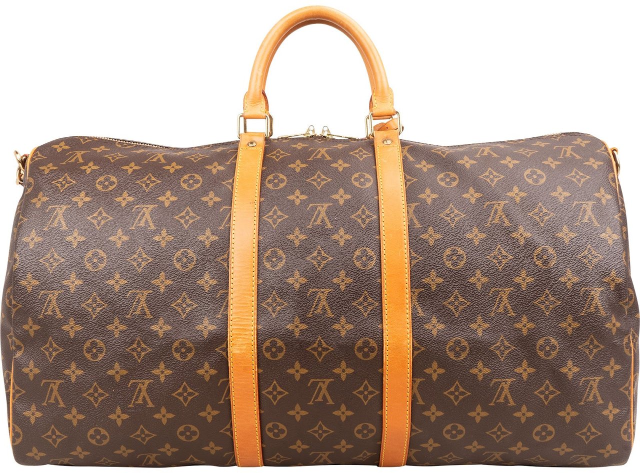 Louis Vuitton Monogram Canvas Keepall 55 Bandoulière Travel Bag Bruin