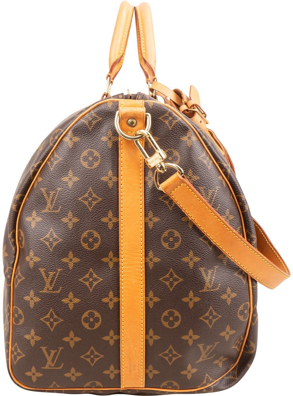 Louis Vuitton Monogram Canvas Keepall 55 Bandoulière Travel Bag Bruin