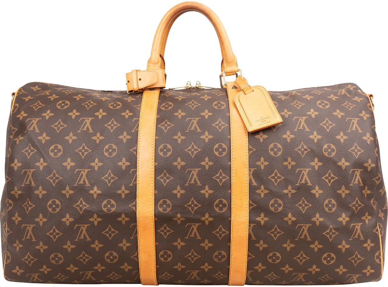 Louis Vuitton Monogram Canvas Keepall 55 Bandoulière Travel Bag Bruin