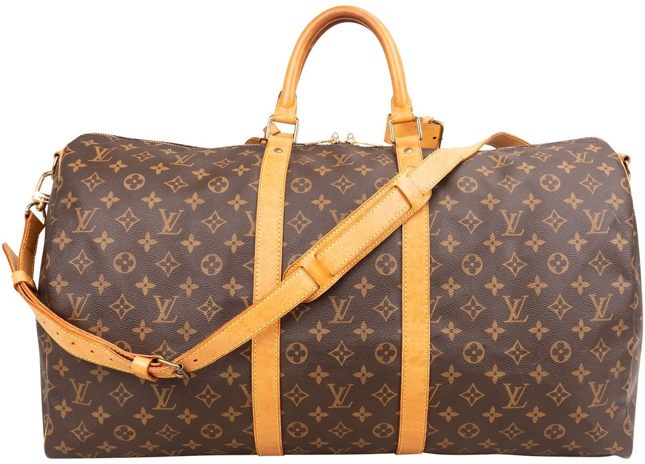 Louis Vuitton Monogram Canvas Keepall 55 Bandoulière Travel Bag Bruin